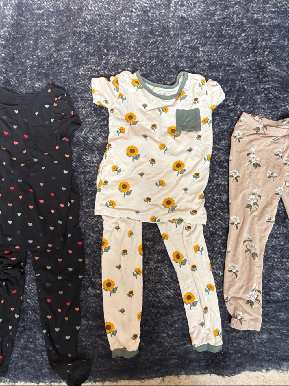 3-Piece Kyte Baby bundle - Girls Pajama Set - Hearts, Sunflowers & Magnolia